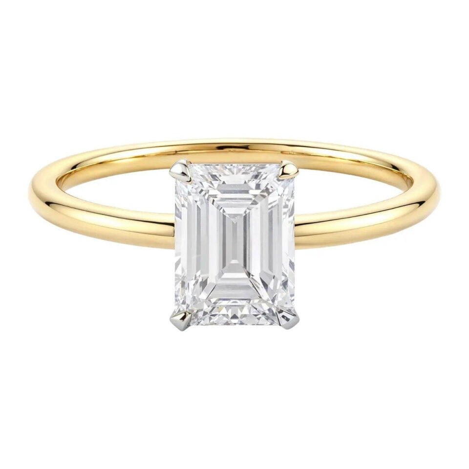 14K Yellow Gold Emerald Lab-Grown 1.50cttw