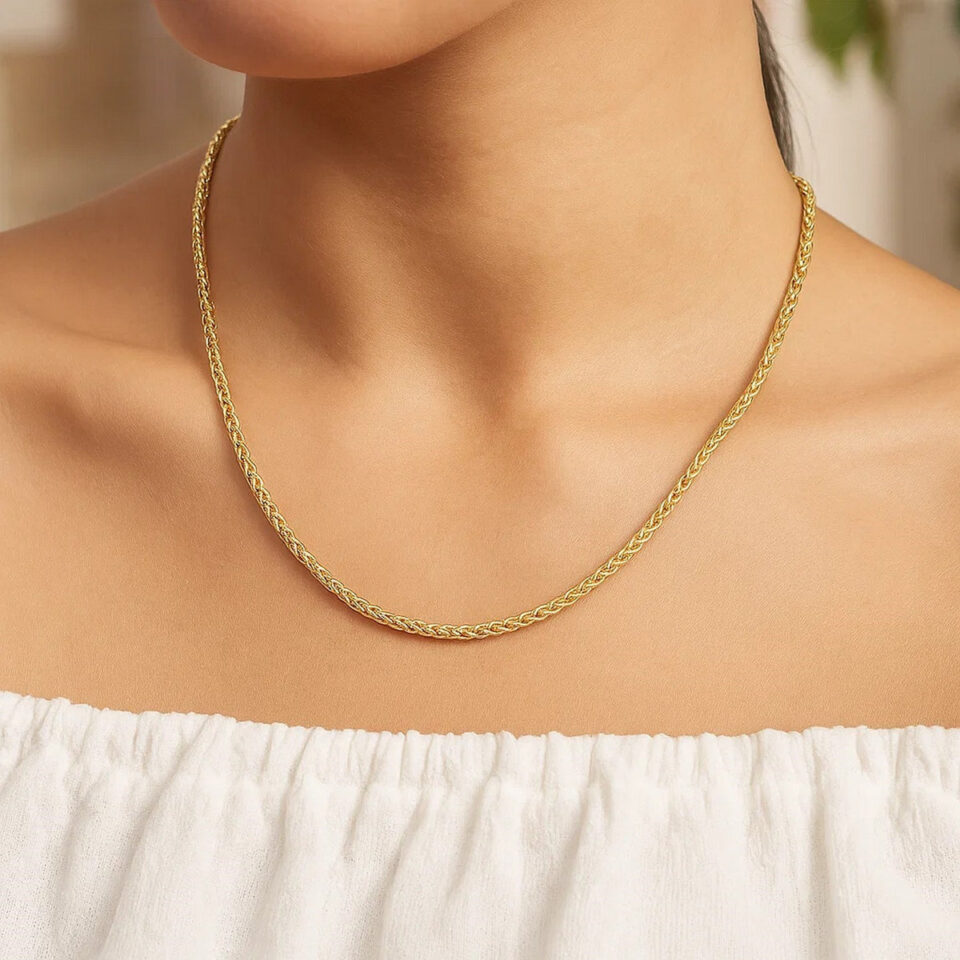 14K Yellow Gold Wheat Chain