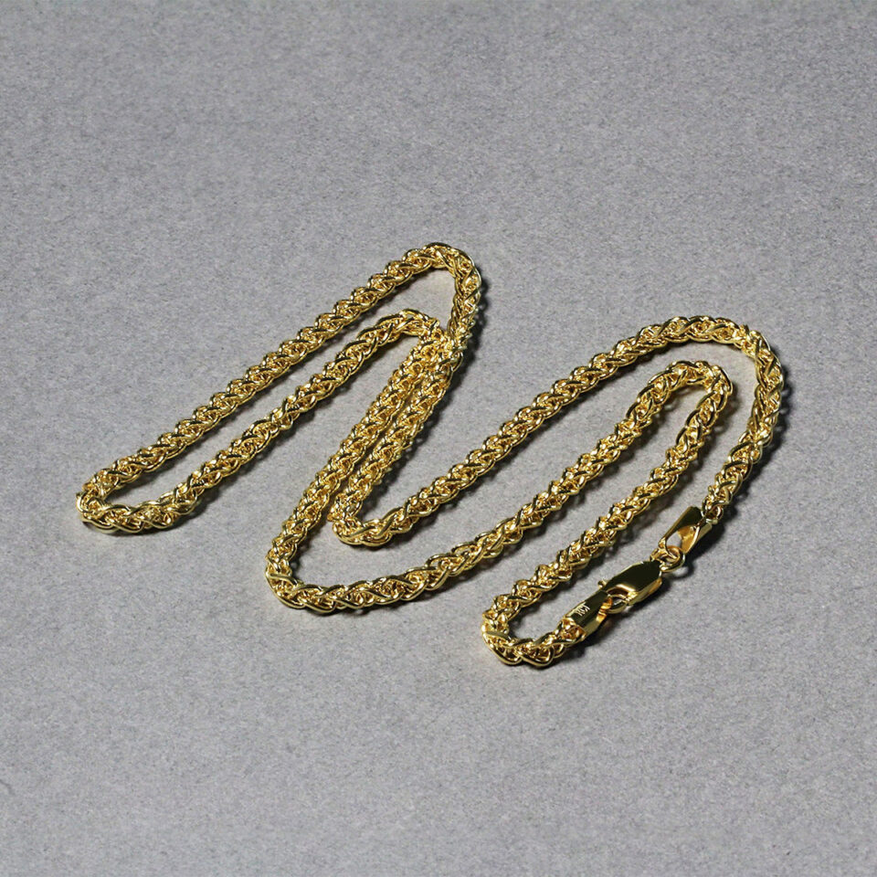 14K Yellow Gold Wheat Chain