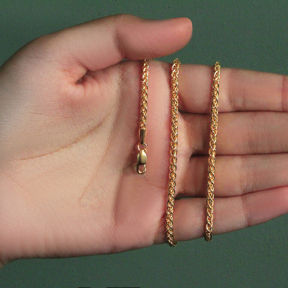 14K Yellow Gold Wheat Chain