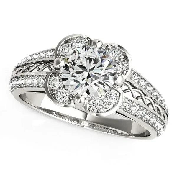 14K White Gold Round Lab-Grown Diamond Engagement Ring