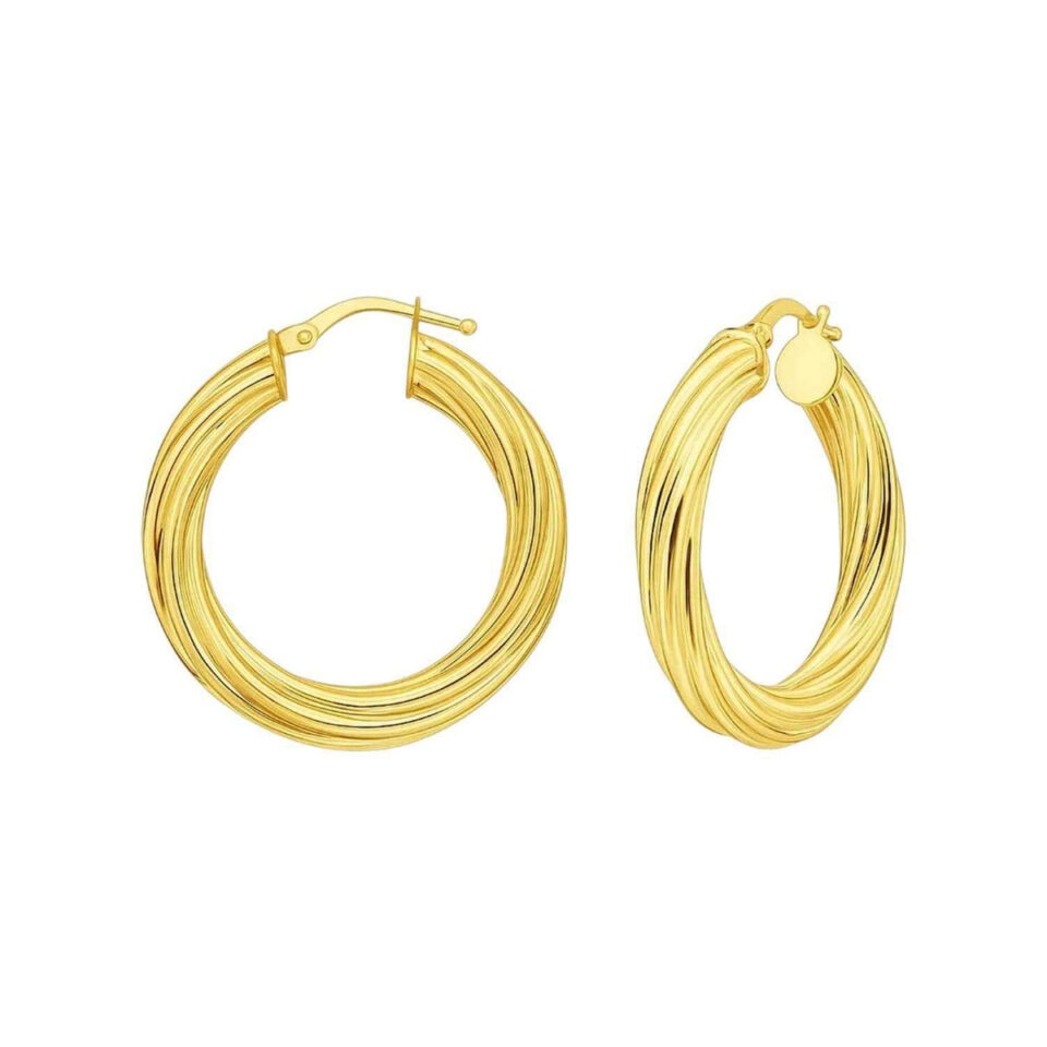 14K Yellow Gold Hoop Earrings Full