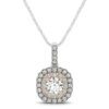 With lab-grown diamonds halo cushion pendant in solid 14K white and rose gold