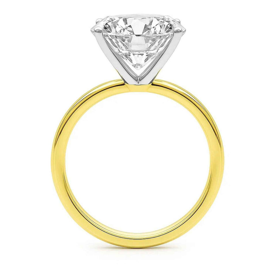 5 ct lab-grown diamond solitaire princess ring in solid 10K yellow gold, engagement ring, view 4