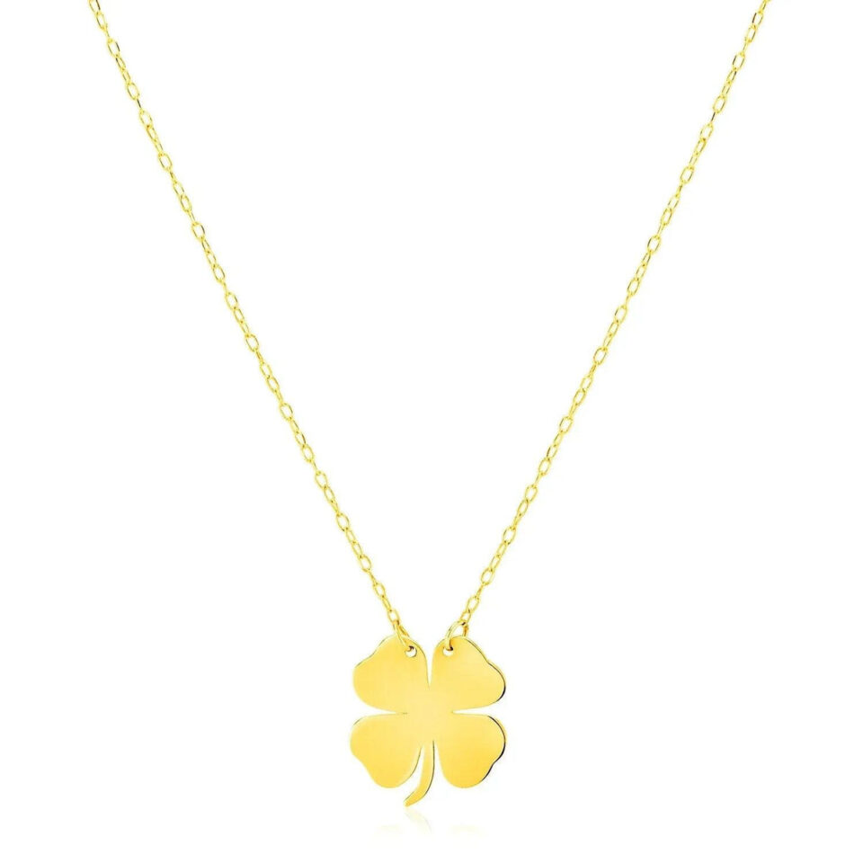 14K Yellow Gold Clover Necklace Four