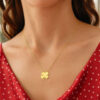 14K Yellow Gold Clover Necklace Four