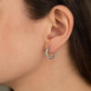 Polished round hoop earrings in solid 14K white gold, view 3