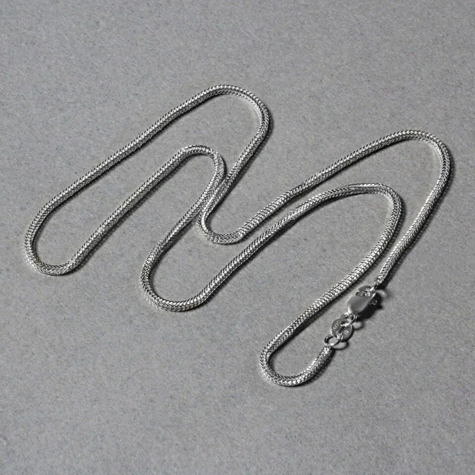 14K White Gold Foxtail Chain, 1 mm