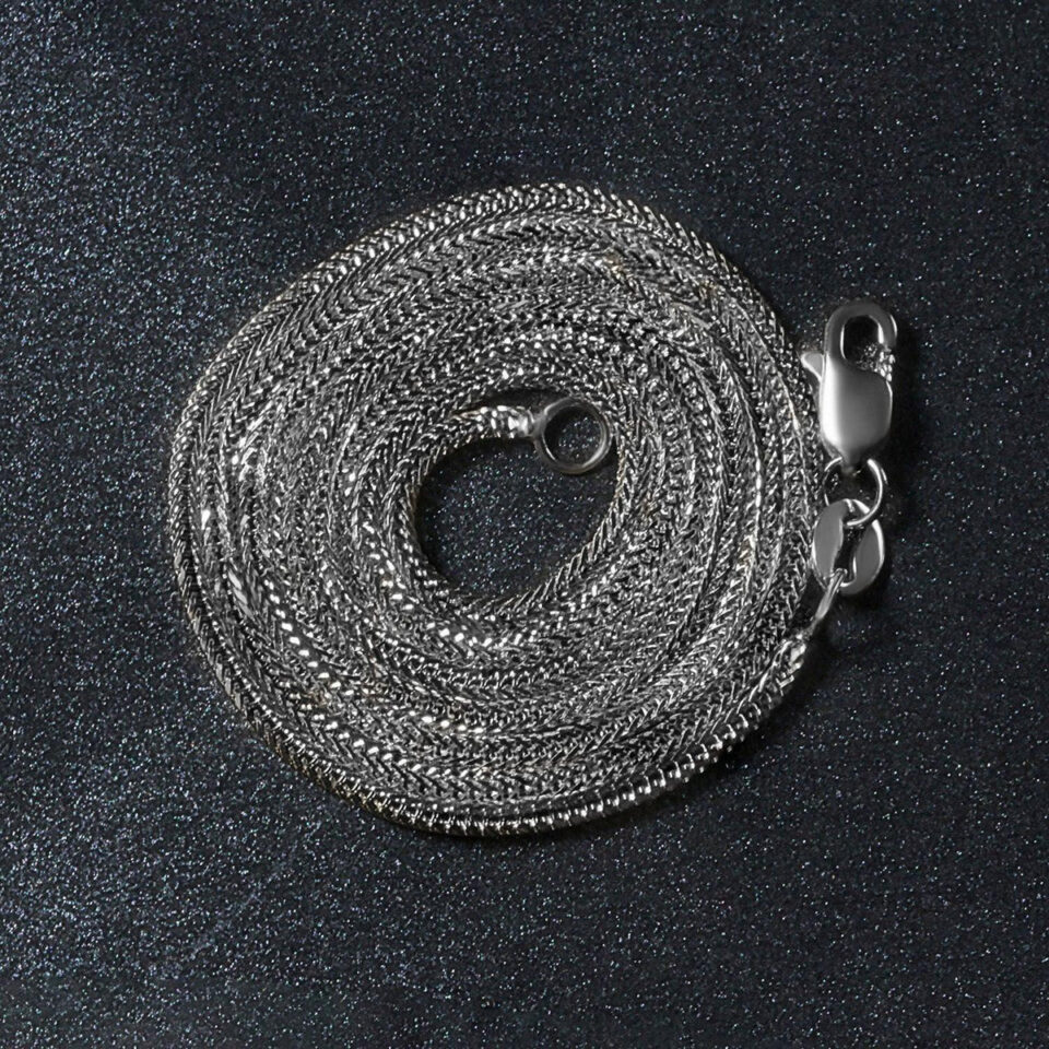 14K White Gold Foxtail Chain, 1 mm