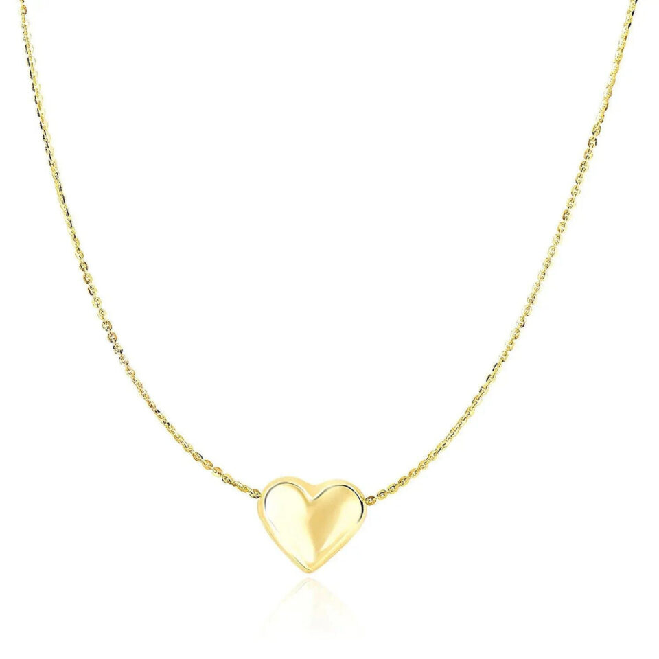 14K Yellow Gold Heart Necklace Chain