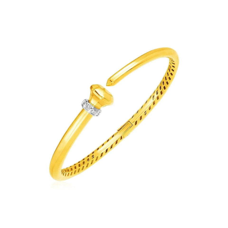 14K Yellow Gold Lab-Grown Diamond Bangle 3.40mm