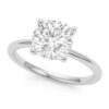 5 ct lab-grown diamond solitaire cushion ring in solid 10K white gold, engagement ring, view 2