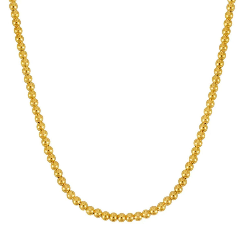 14K Yellow Gold Bead Necklace 5mm