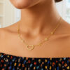 14K Yellow Gold Station Heart Necklace