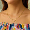 14K Yellow Gold Station Heart Necklace