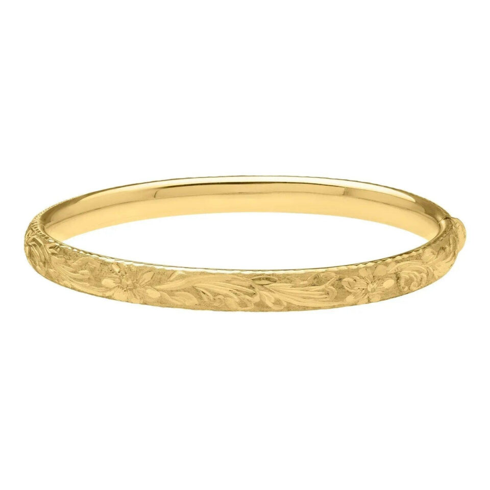 14K Yellow Gold Engraved Bangle
