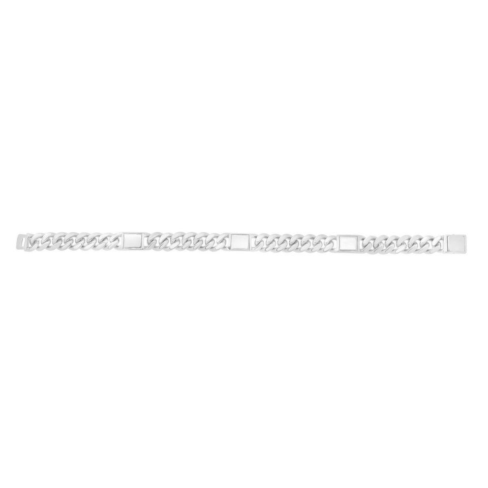 Sterling Silver, Rhodium Plated Cuban Bracelet