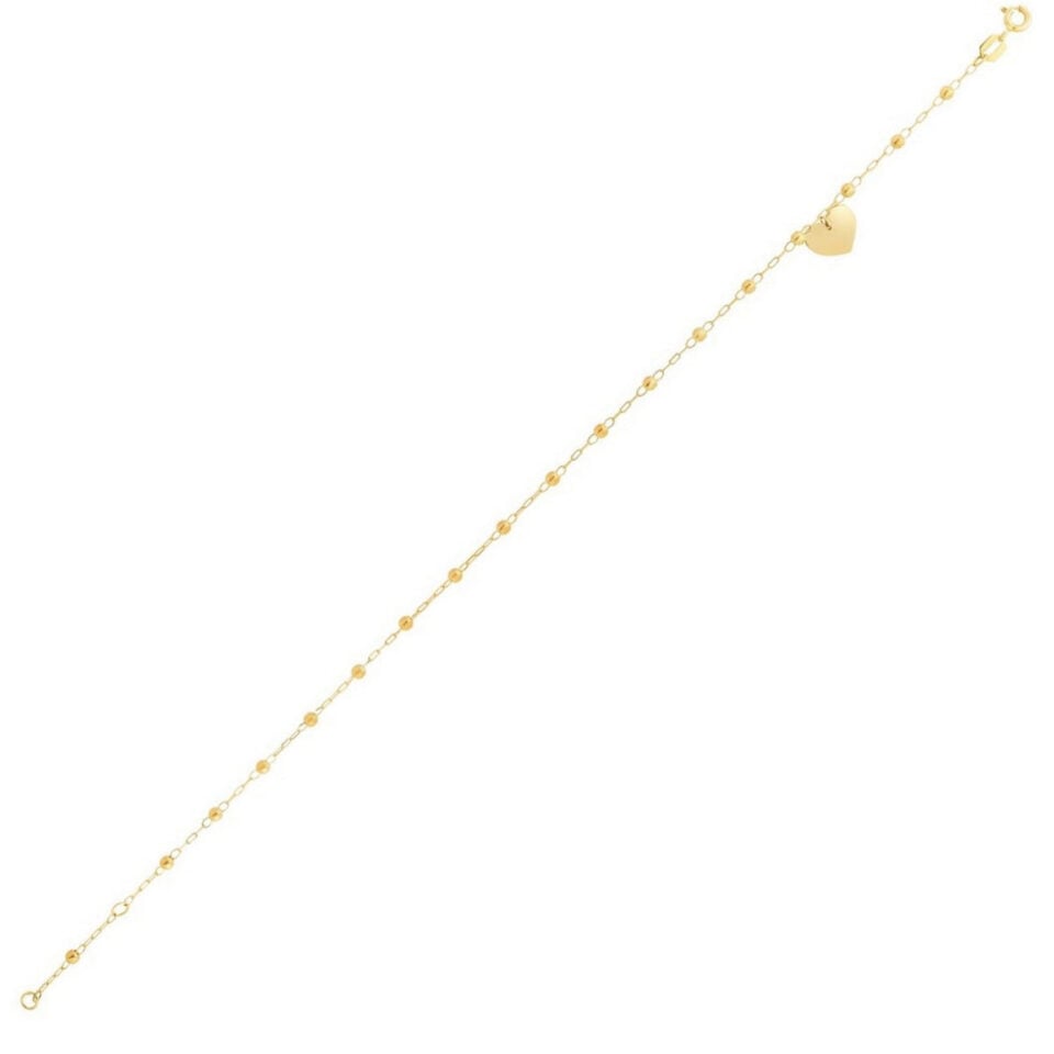 Heart Station Drop Earrings, 14K Yellow Gold