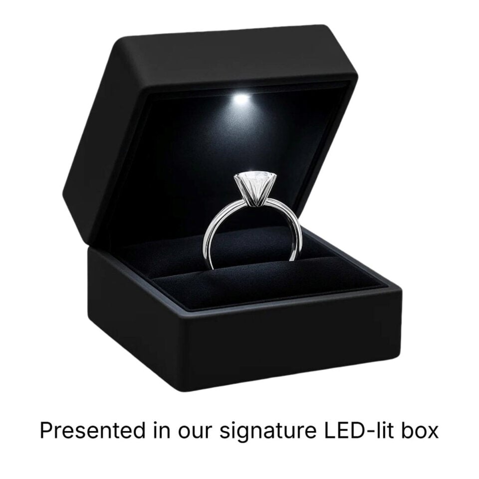 3 ct tw lab-grown diamond radiant solitaire ring in solid 14K white gold, engagement ring, view 6