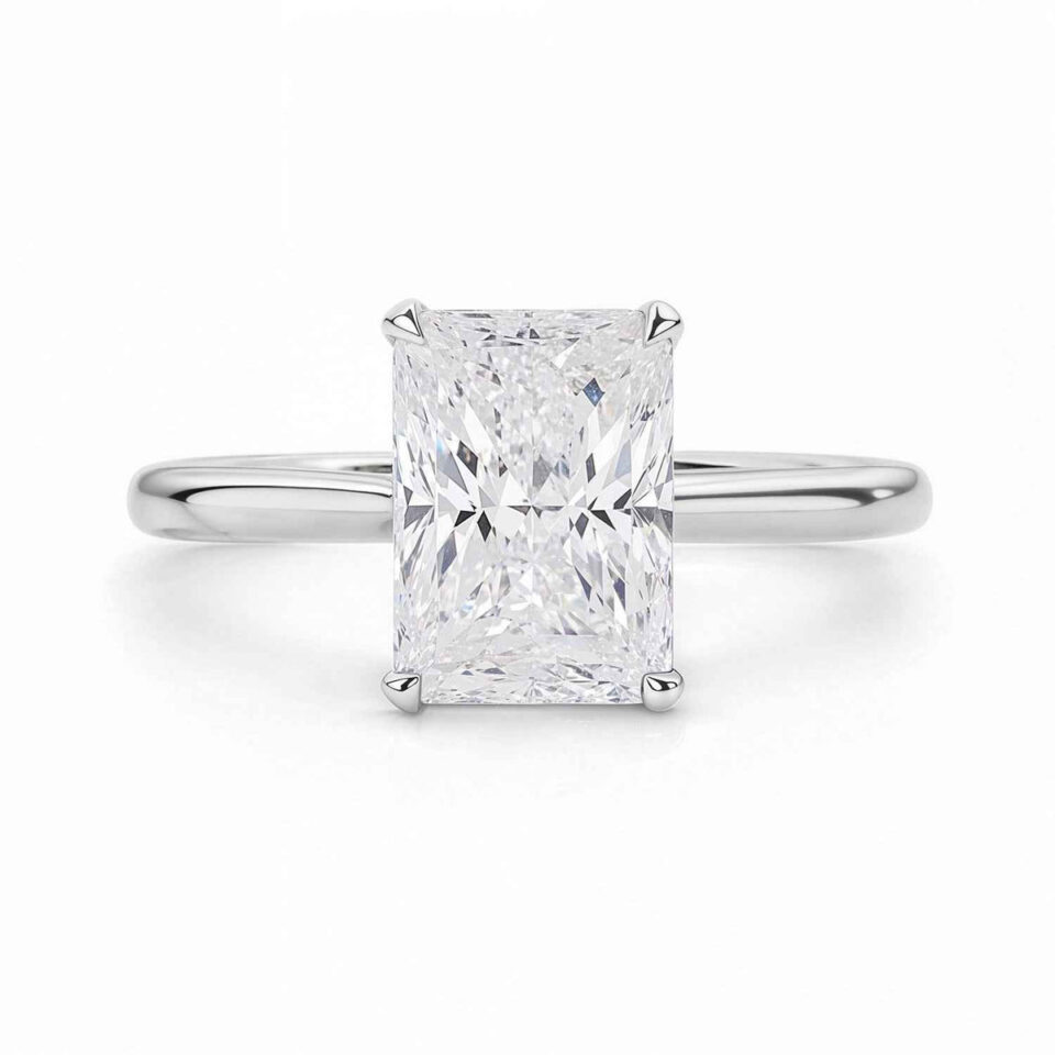 14K White Gold Lab-Grown Diamond Radiant Solitaire Ring 3cttw