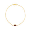 Garnet paperclip bracelet in solid 14K yellow gold