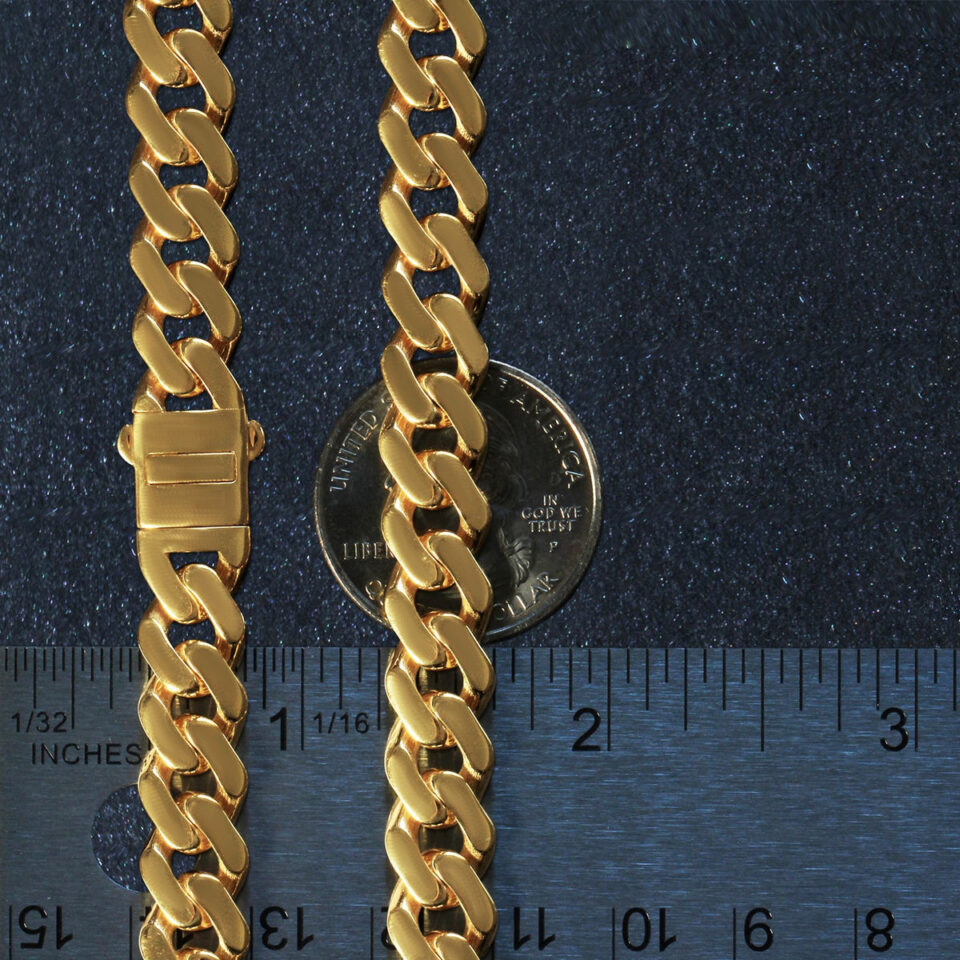 Polished curb necklace in solid 14K yellow gold, view 6