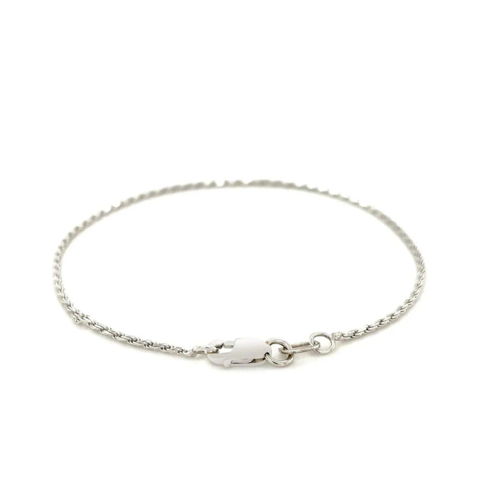 14K White Gold Rope Anklet