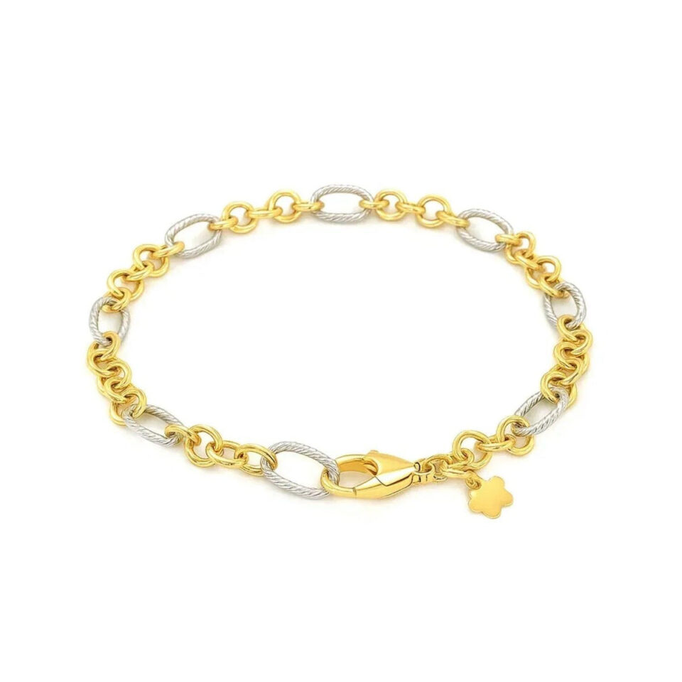 14K Two-Tone Gold Rope Oval Bracelet