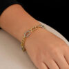 Rope oval bracelet in solid 14K two-tone gold, view 5