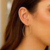 14K Yellow Gold Hoop Earrings 1.2x35mm