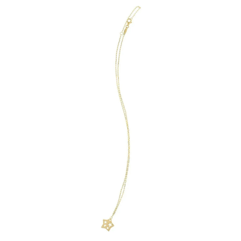 14K Yellow Gold Star Necklace Cutout