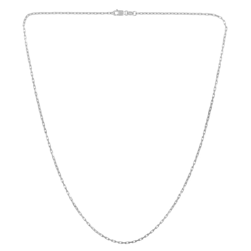 14K White Gold French Cable Chain, 1.3 mm