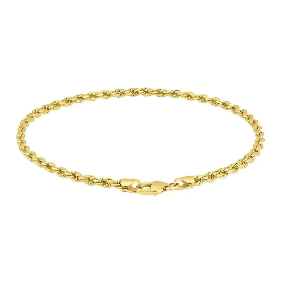 10K Yellow Gold Rope Bracelet 3.00mm