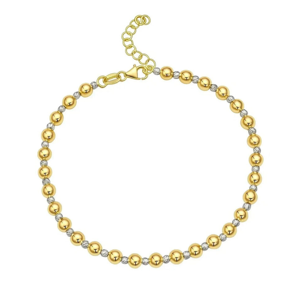14K Two-Tone Gold Beaded Bracelet