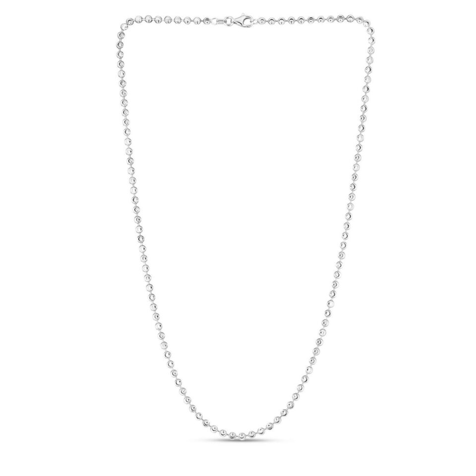 Sterling Silver Rhodium Plated Moon Cut Bead