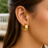 14K Yellow Gold Polished Hoop Huggie Earrings