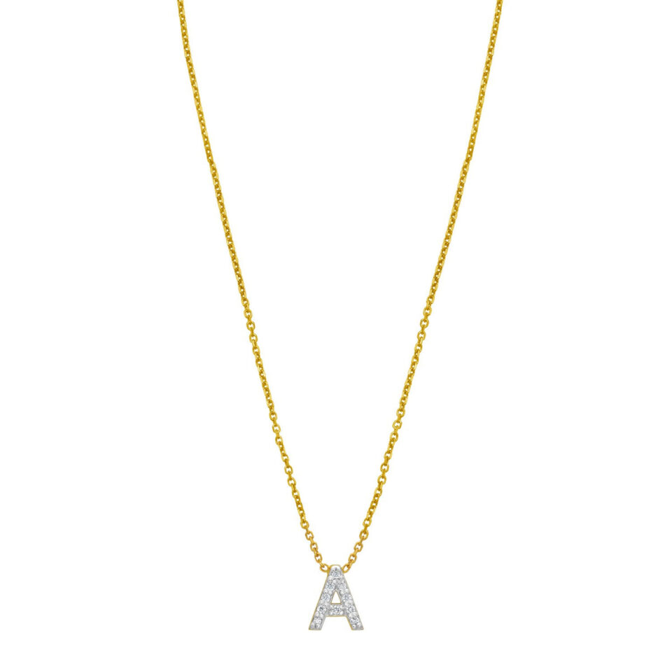 14K Yellow Gold Initial Lab-Grown Diamond Pendant 1.4g