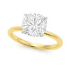 5 ct tw lab-grown diamond solitaire cushion ring in solid 14K yellow gold, engagement ring, view 2