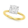 2 ct lab-grown diamond solitaire cushion ring in solid 14K yellow gold, engagement ring, view 2