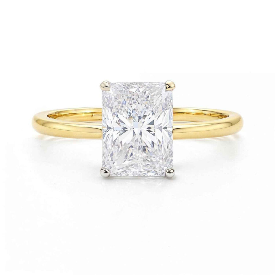 14K Yellow Gold Lab-Grown Diamond Radiant Solitaire Ring 3cttw