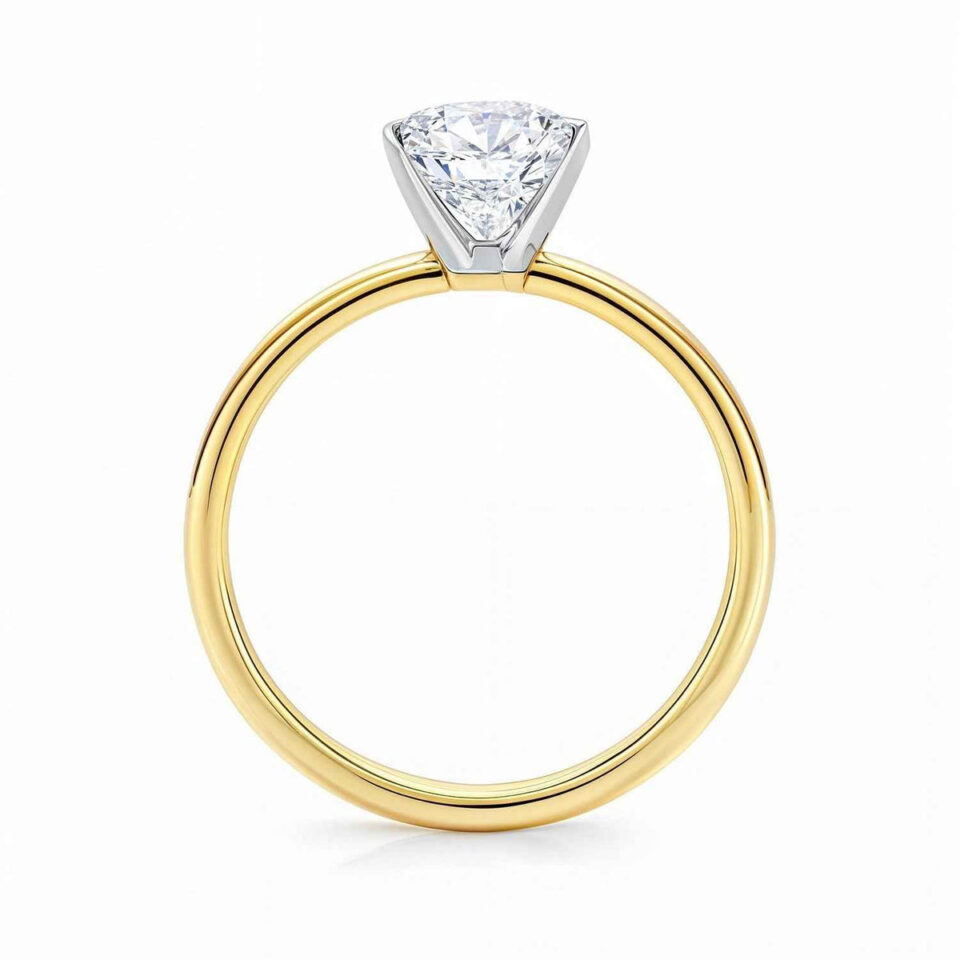 3 ct tw lab-grown diamond radiant solitaire ring in solid 14K yellow gold, engagement ring, view 3