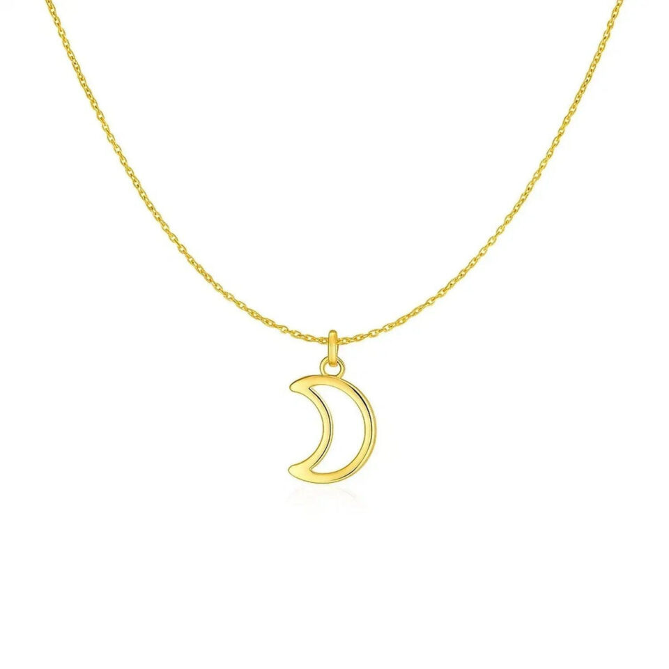 14K Yellow Gold Moon Necklace
