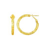 Twisted round hoop 3x15mm in solid 14K yellow gold