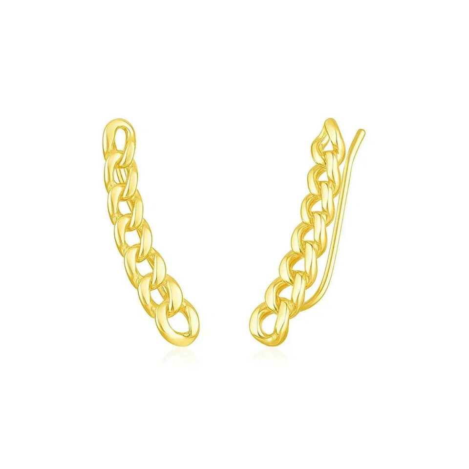 14K Yellow Gold Earrings Climber