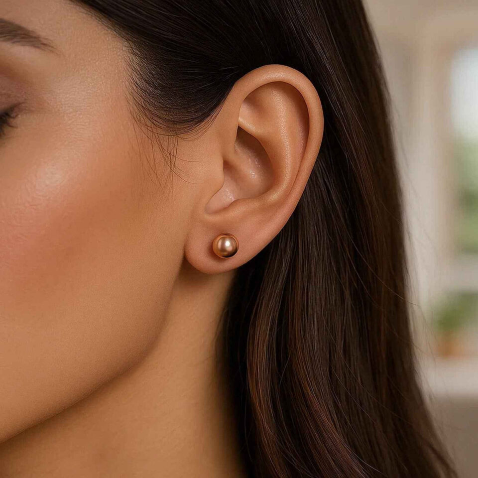 14K Rose Gold Round Stud Earrings