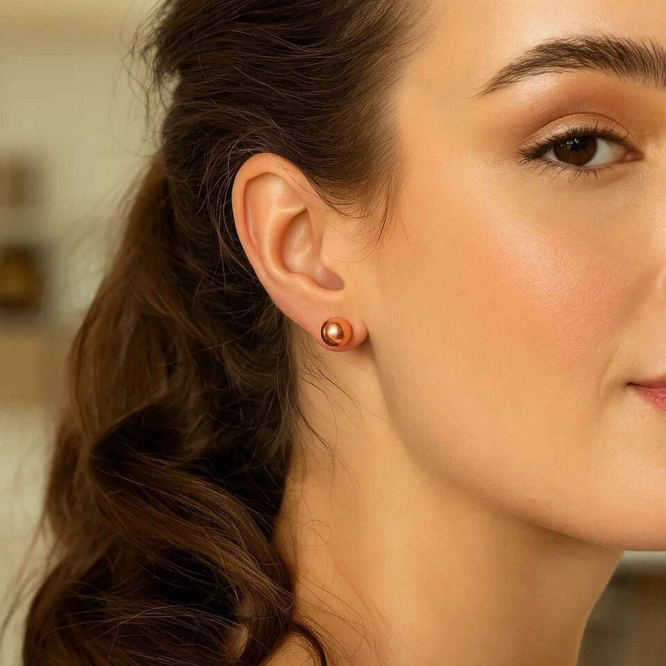 14K Rose Gold Round Stud Earrings