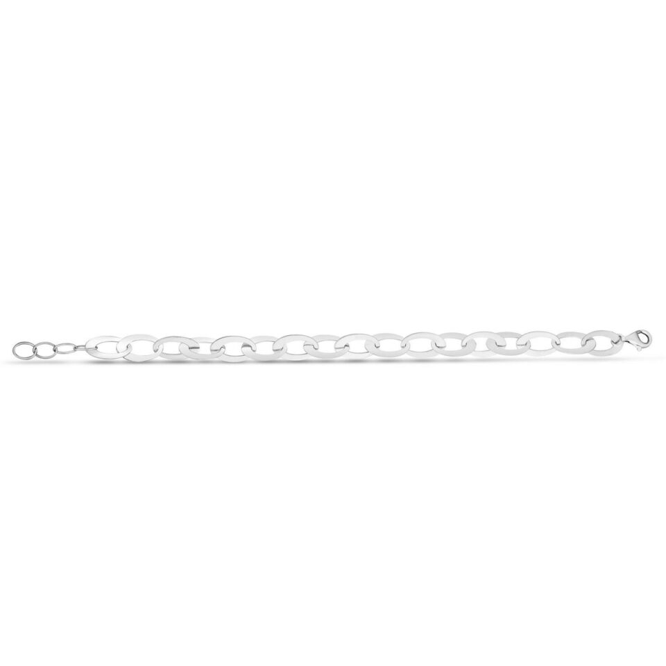 Sterling Silver, Rhodium Plated Oval 8.70mm