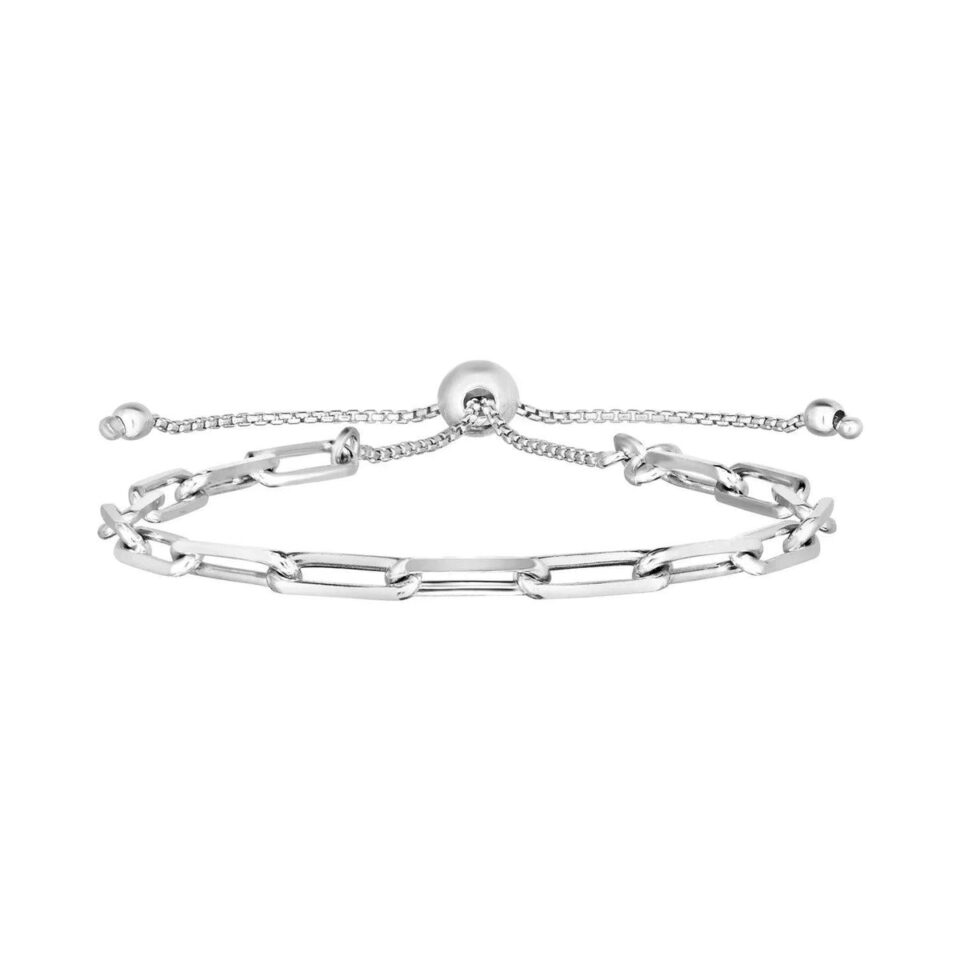 Sterling silver adjustable paperclip bracelet