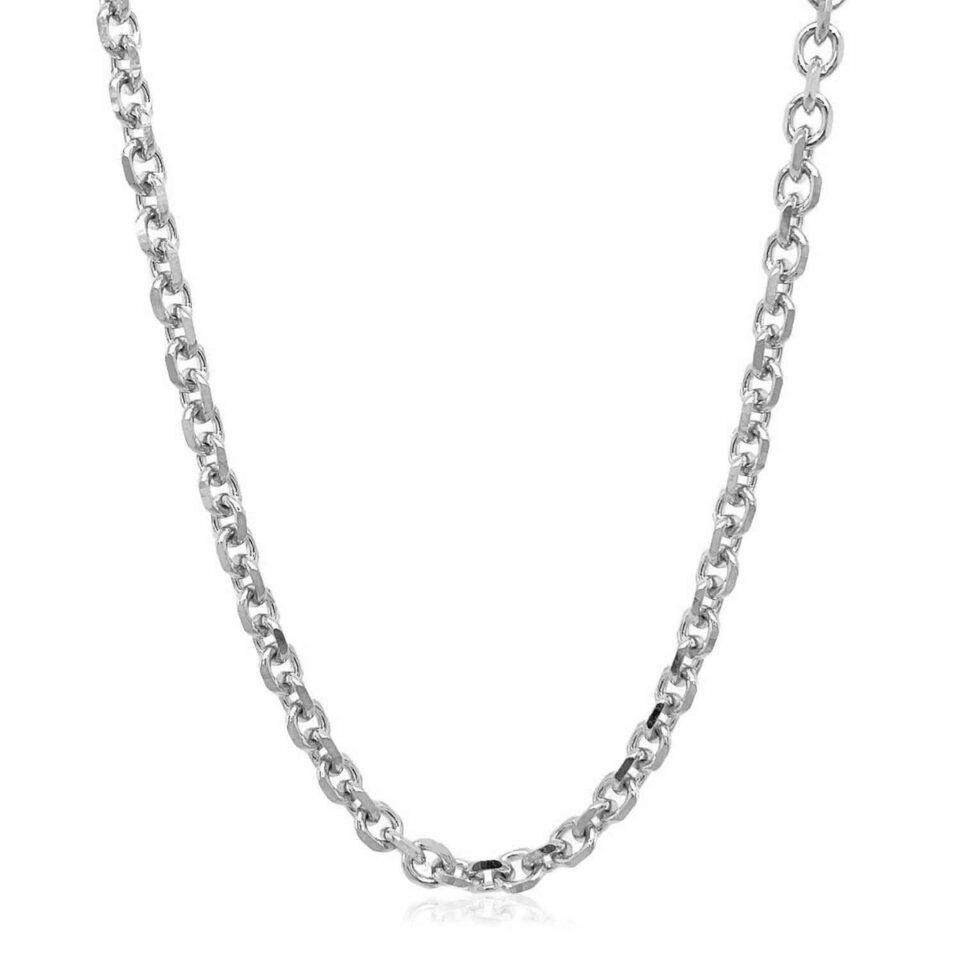 14k White Gold Diamond Cut Cable Link Chain