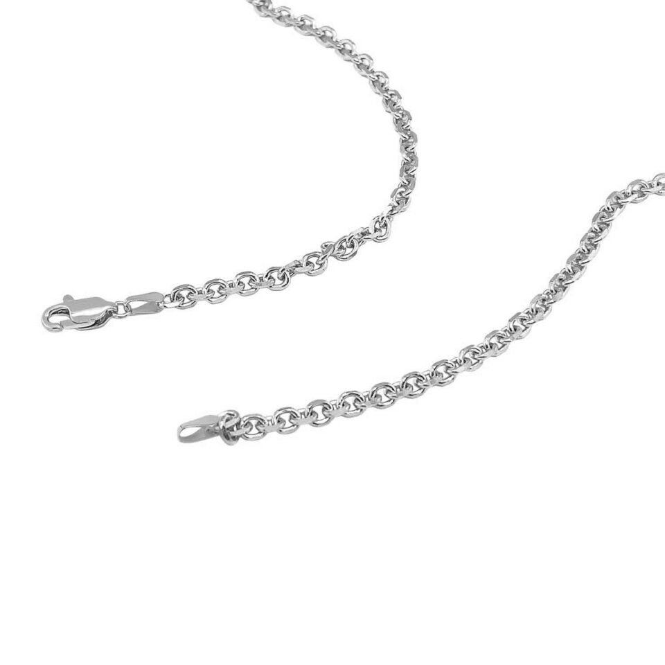 14K White Gold Diamond-Cut Cable Link Chain, 3.7 mm